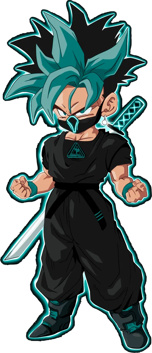 The Sweeney’s kids’ class character, in the club’s black uniform with a turquoise glow